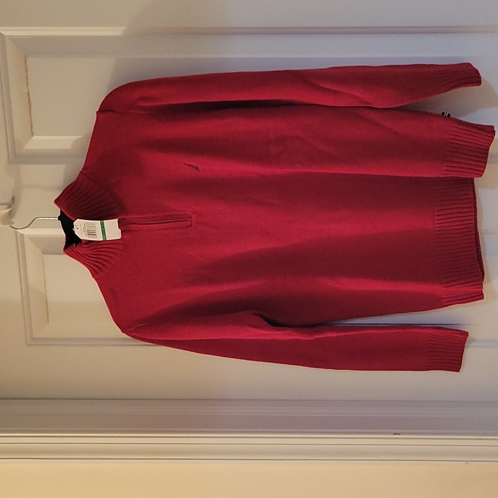 Nautical red quarter zip cotton sweater large